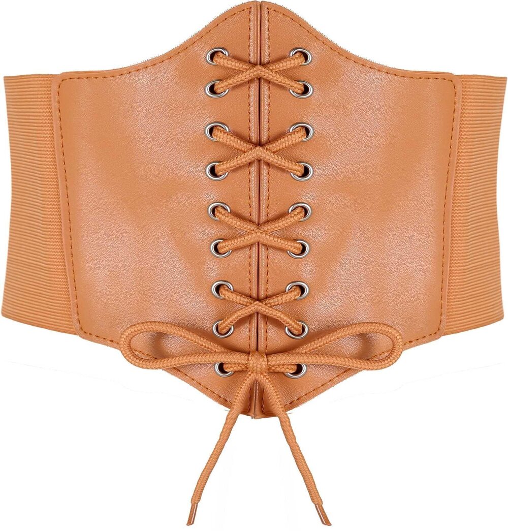 4058 Corsets Belt Tops Leather Vest Pirate Halloween Costume Lace Up Waist